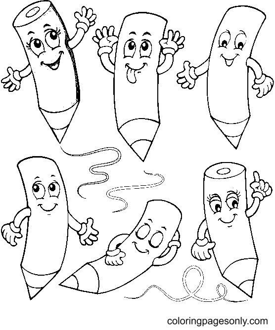 Funny Crayons Coloring Page