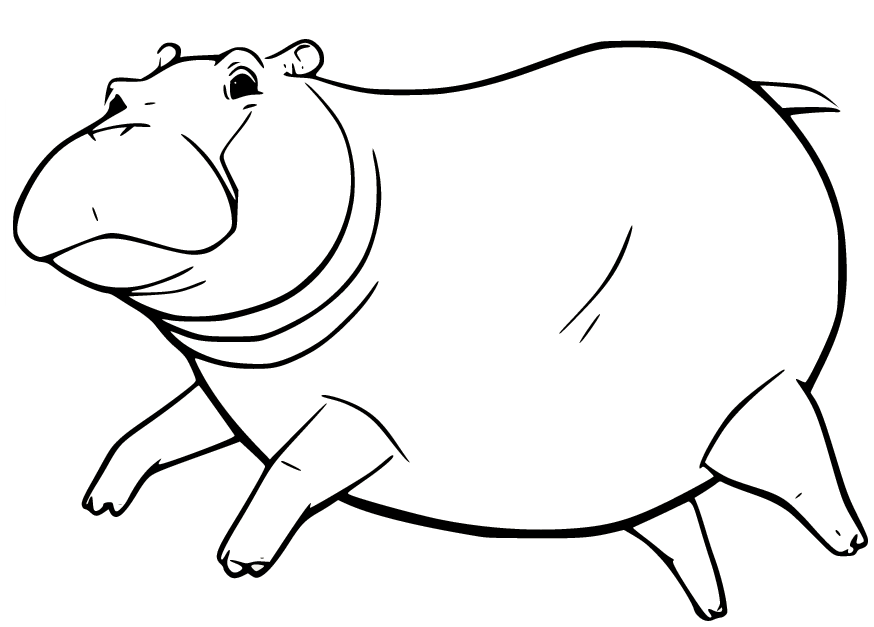 Funny Swimming Hippo Coloring Page