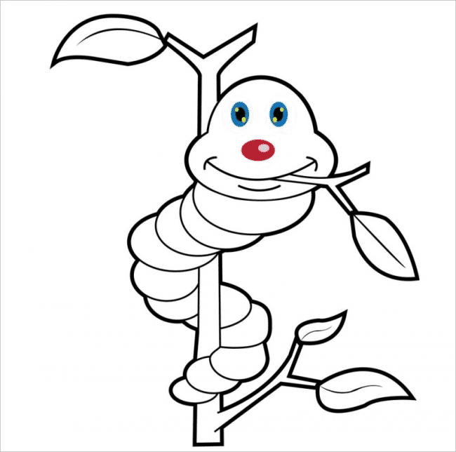 Funny Worm Coloring Page