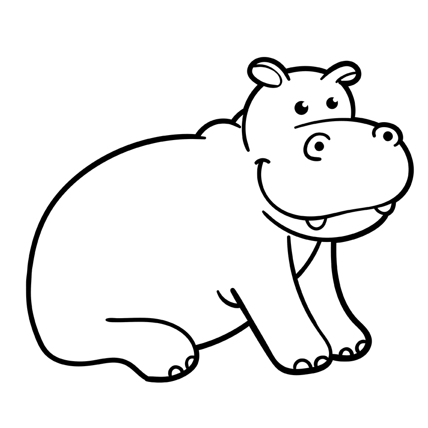 Gentle Hippo Coloring Page