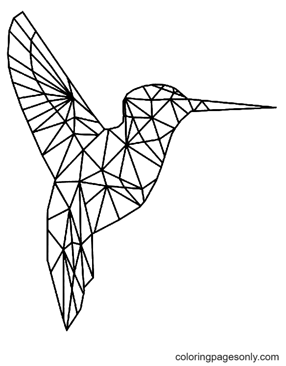 Geometric Bird Coloring Page