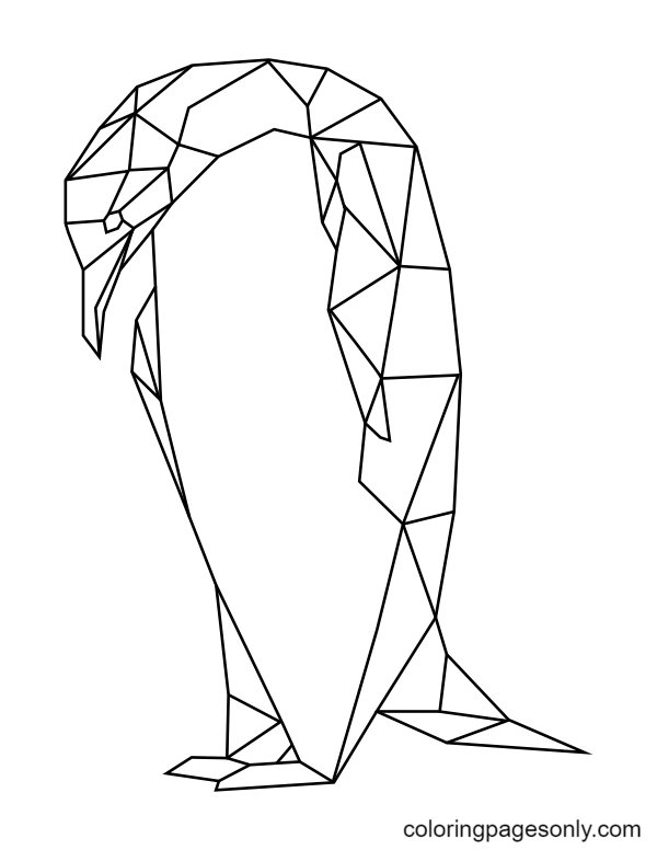 Geometric Bowing Penguin Coloring Page
