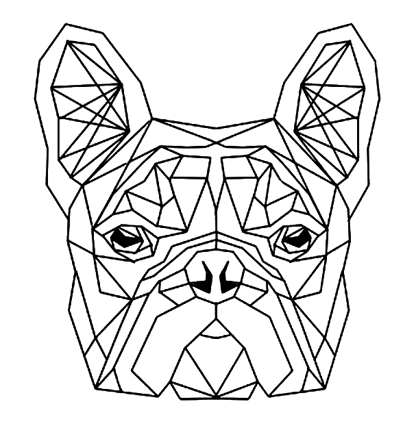 Pagina da colorare di Bulldog geometrico