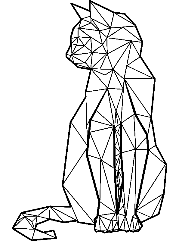 Geometric Cat Coloring Page