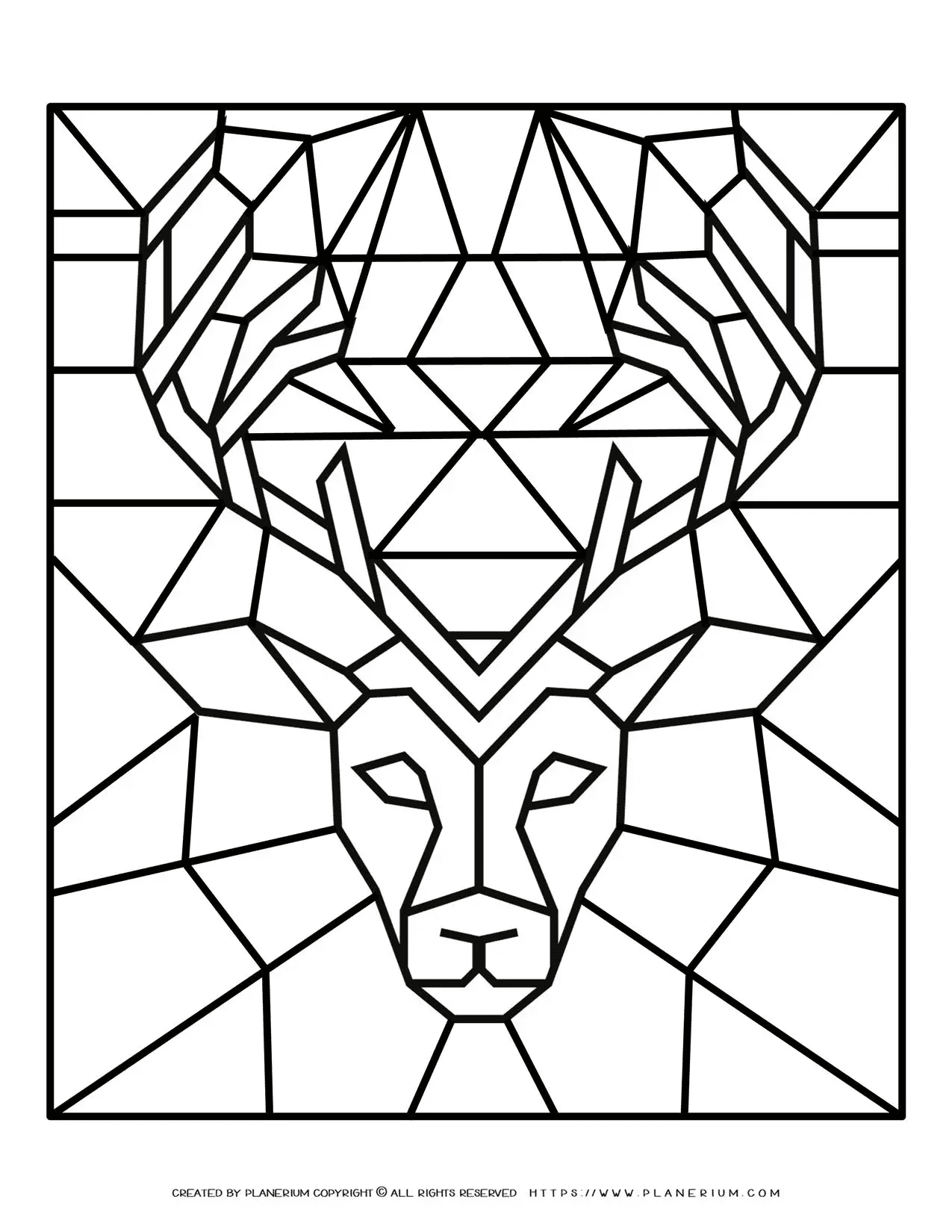 Geometric Deer Head Coloring Page