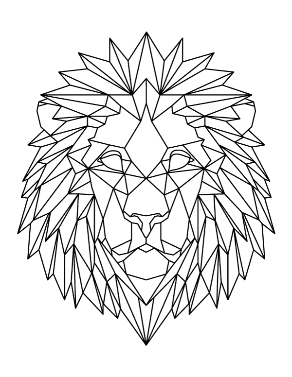 Geometric Lion Head Coloring Page
