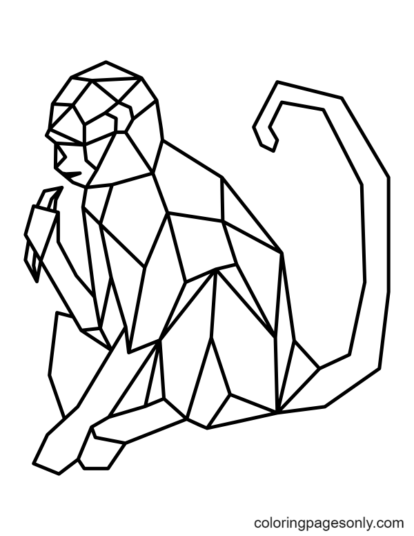 Geometric Monkey With Banana Coloring Pages