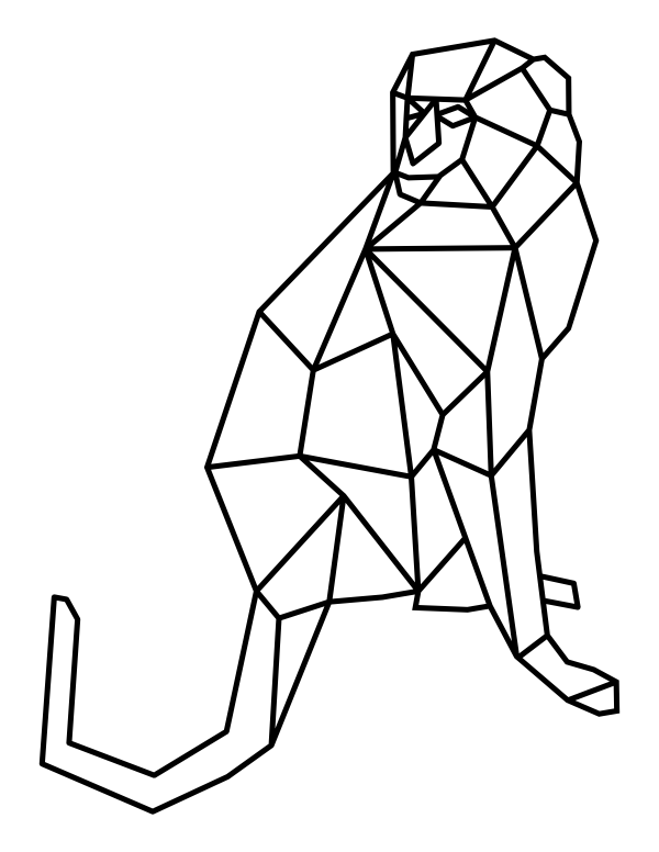 Geometric Monkey Coloring Page