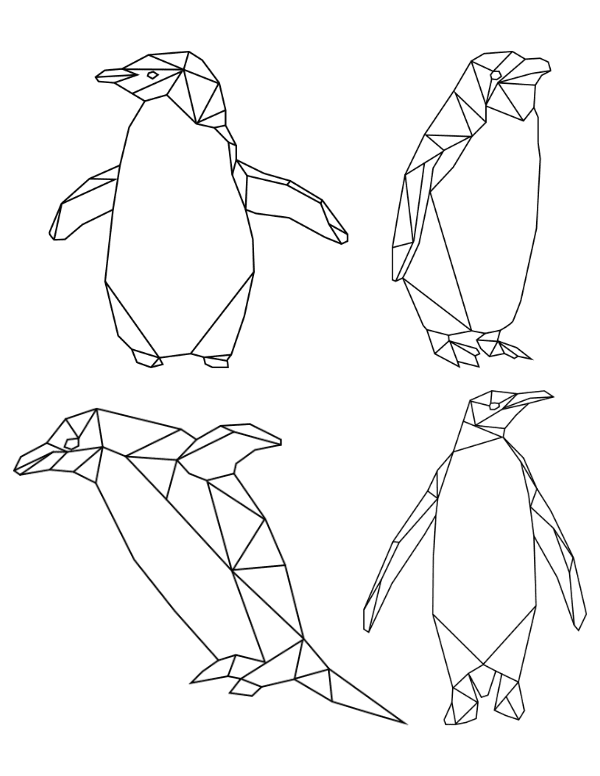 Geometric Penguins Coloring Pages