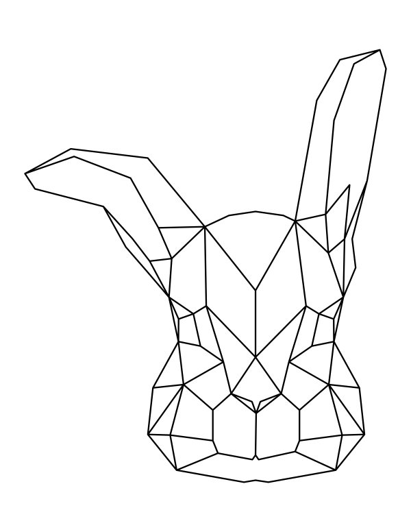 Geometric Rabbit Head Coloring Page