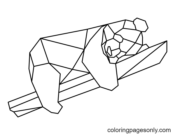 Geometric Sleeping Panda Coloring Page
