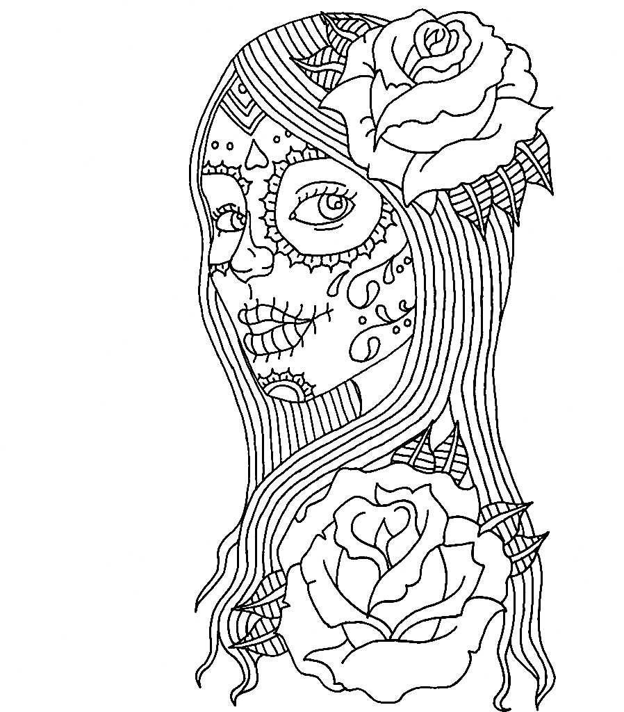 Girl Day of the Dead Coloring Pages