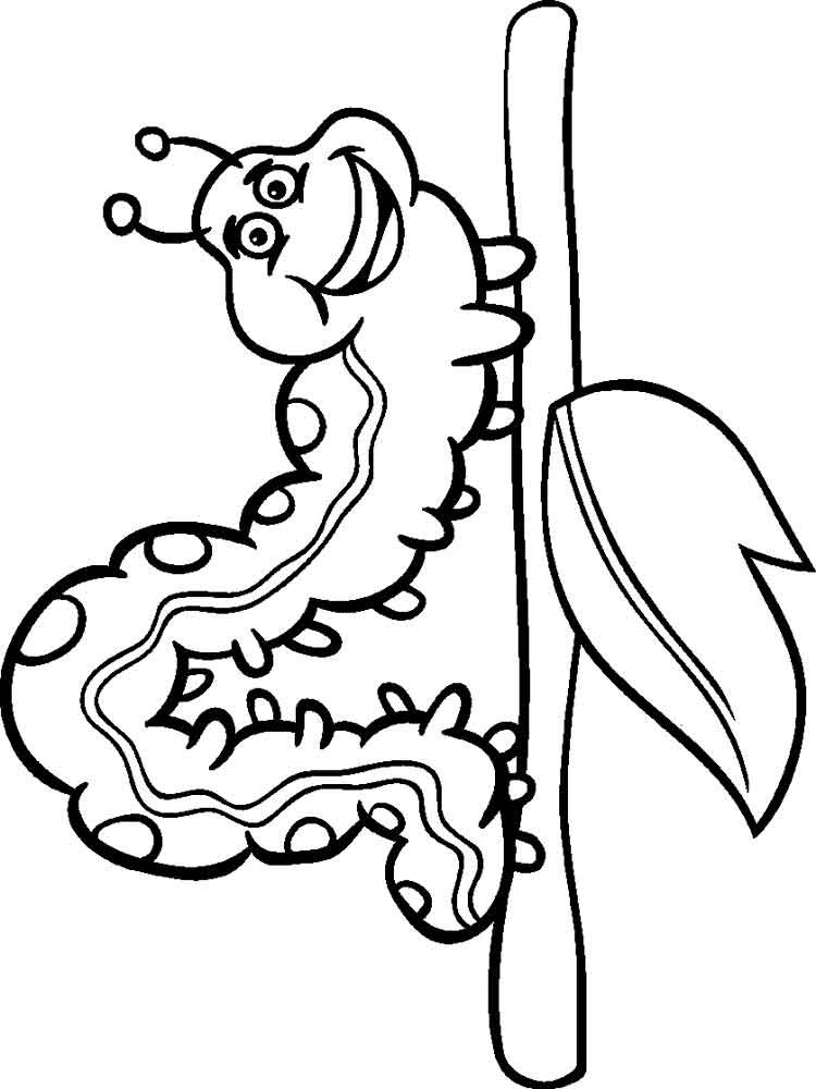 Happy Caterpillar Coloring Page