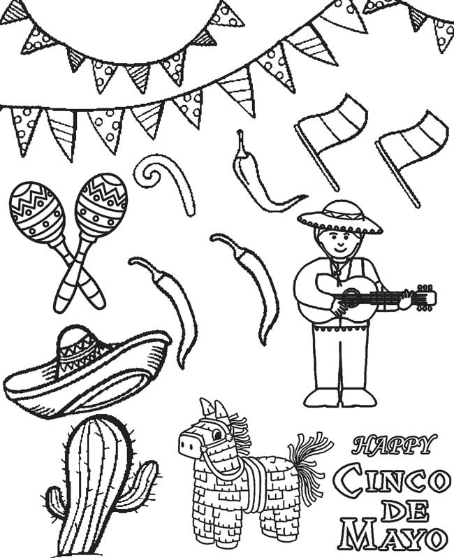 Happy Cinco De Mayo to Print Coloring Page