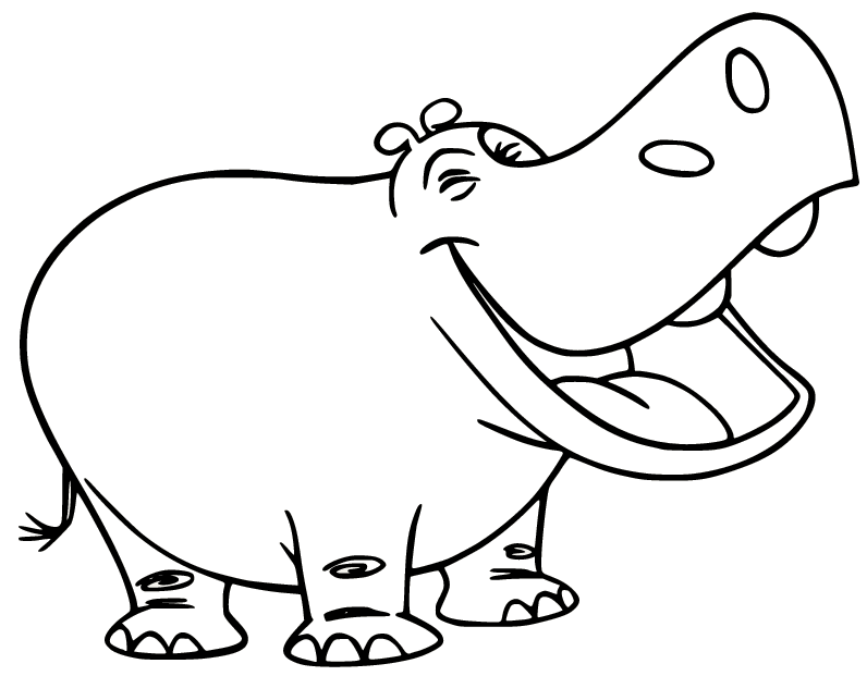 Happy Hippo Laughing Coloring Page