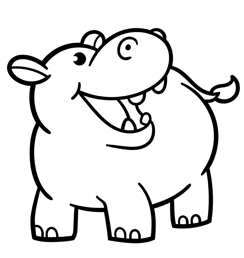 Happy Hippo Coloring Pages