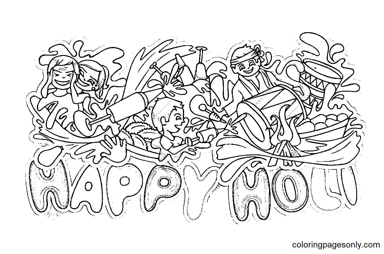 Happy Holi Festival Coloring Pages