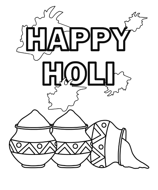 Página para colorir para imprimir Happy Holi