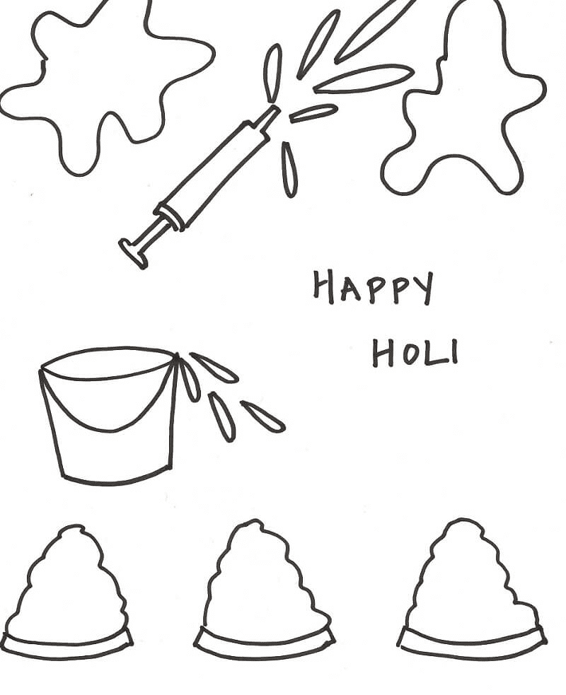 Happy Holi for Children Coloring Page