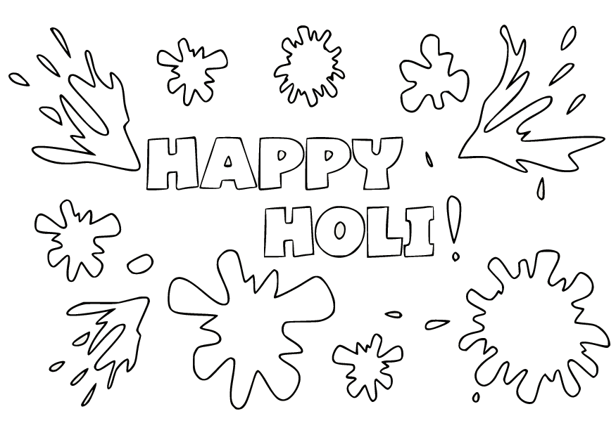 Happy Holi Coloring Page