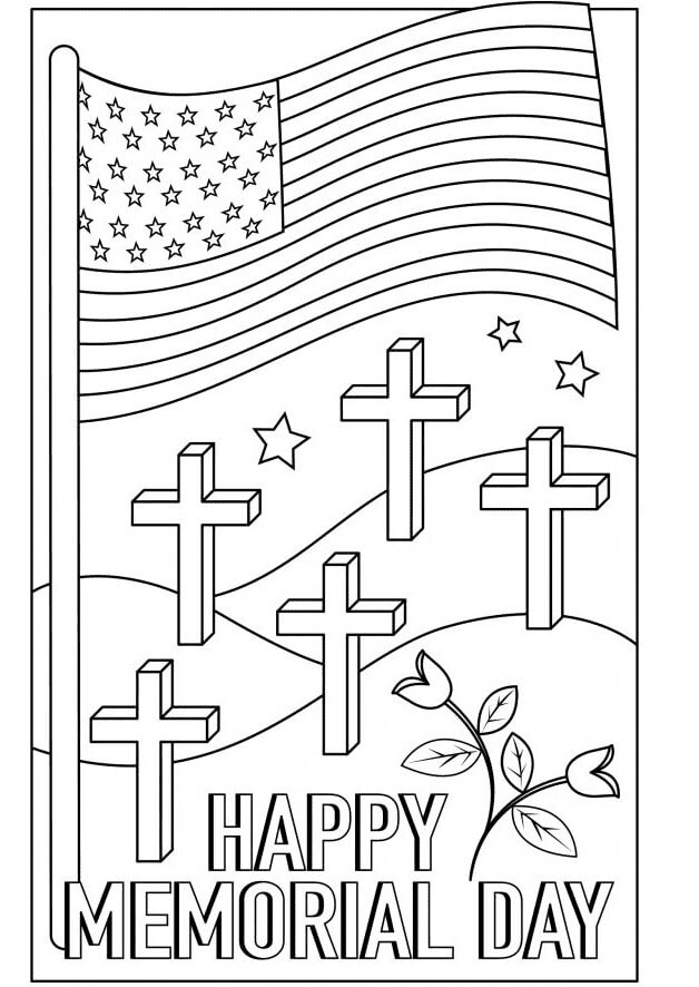 Happy Memorial Day for Children Coloring Page