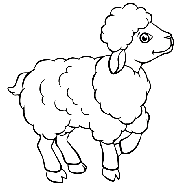 Happy Sheep Walking Coloring Page