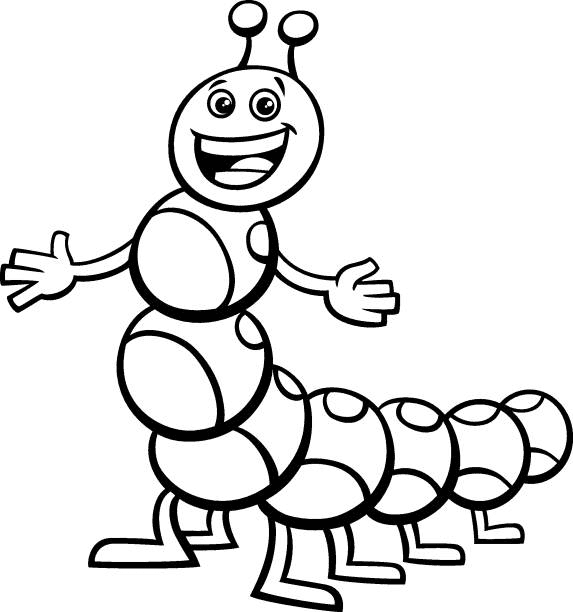 Happy Worm for Kids Coloring Page