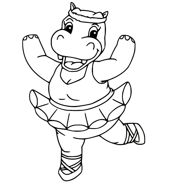 Hippo Dancing Ballet Coloring Page