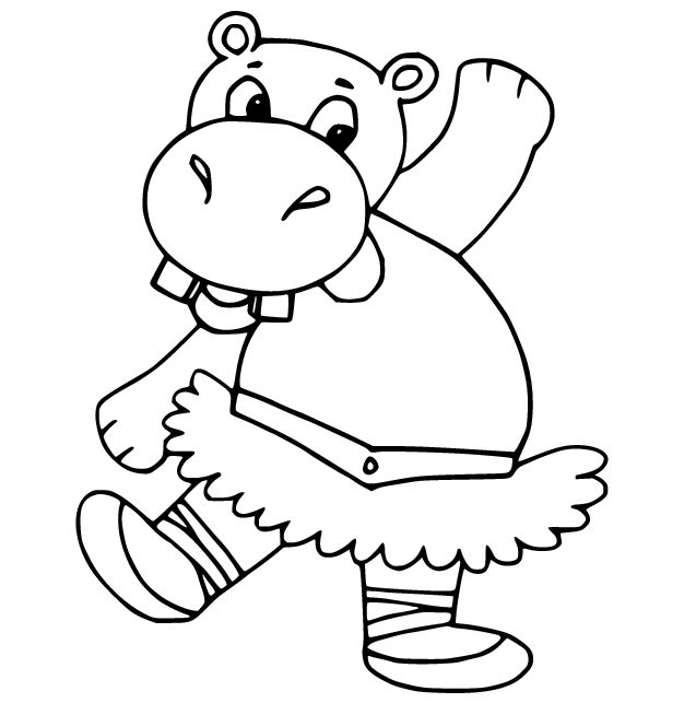Hippo Dancing Coloring Page