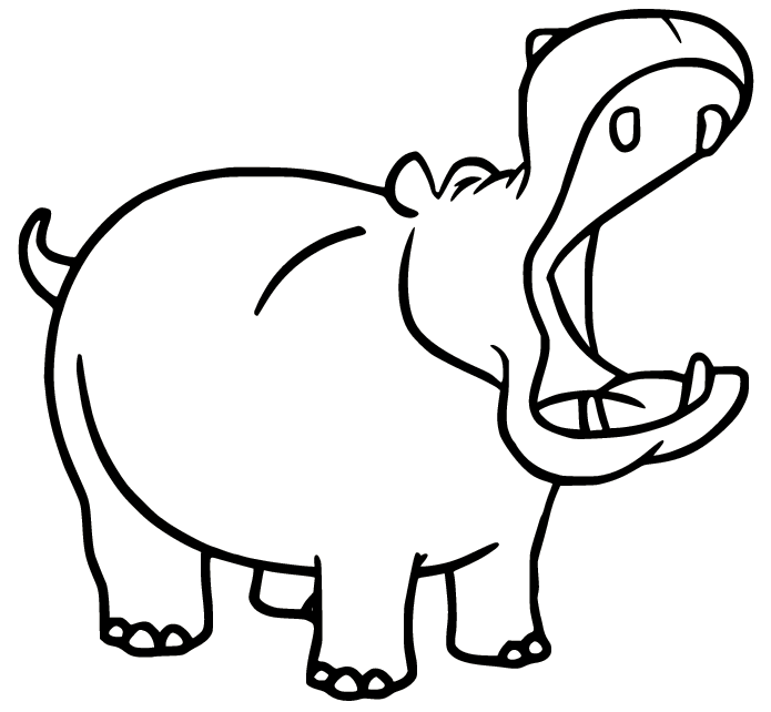 Hippo Opens Big Mouth Coloring Page