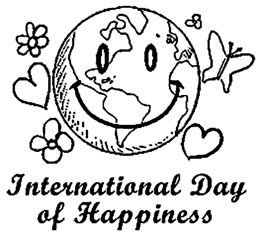International Day of Happiness Fun Coloring Page