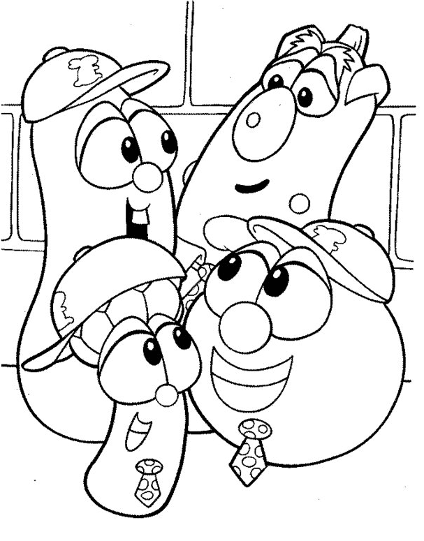 Junior, Bob, Larry y el señor Nezzer de VeggieTales