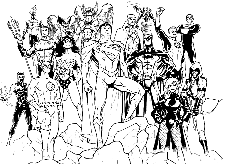Pagina da colorare dell'Assemblea della Justice League