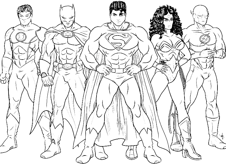 Justice League For Children Coloring Page