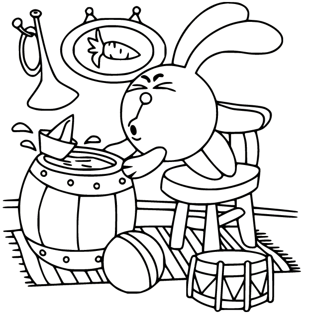 Krosh Playing Paper Boat Coloring Page