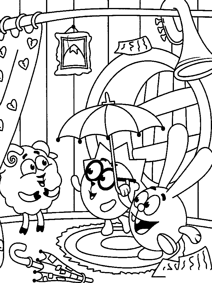 Krosh and Chiko with Wally Coloring Page