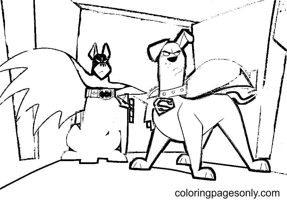 Krypto the Superdog and Ace the Bat-Hound Coloring Page
