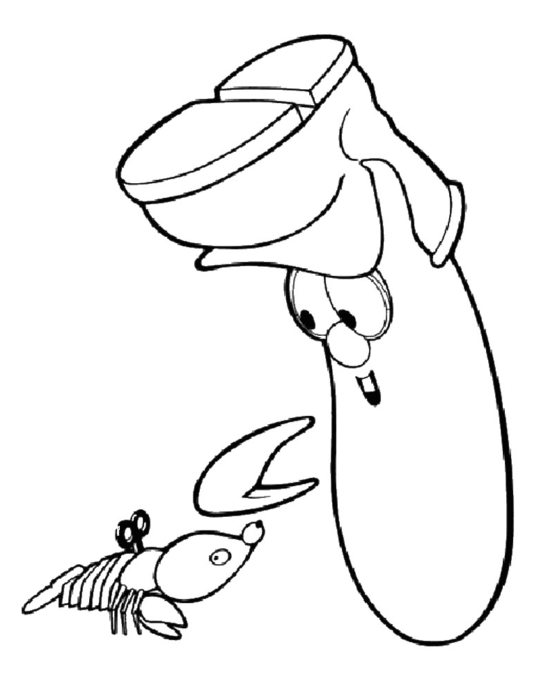 Larry with Crayfish Coloring Page