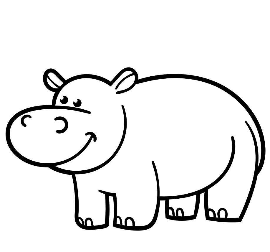 Little Hippo Coloring Page