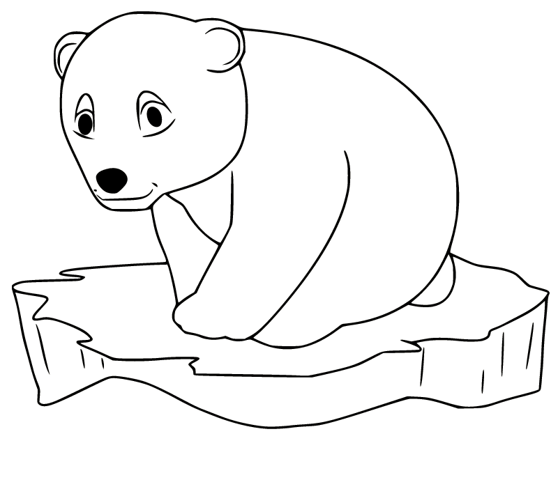 Little Polar Bear on the Ice Coloring Page