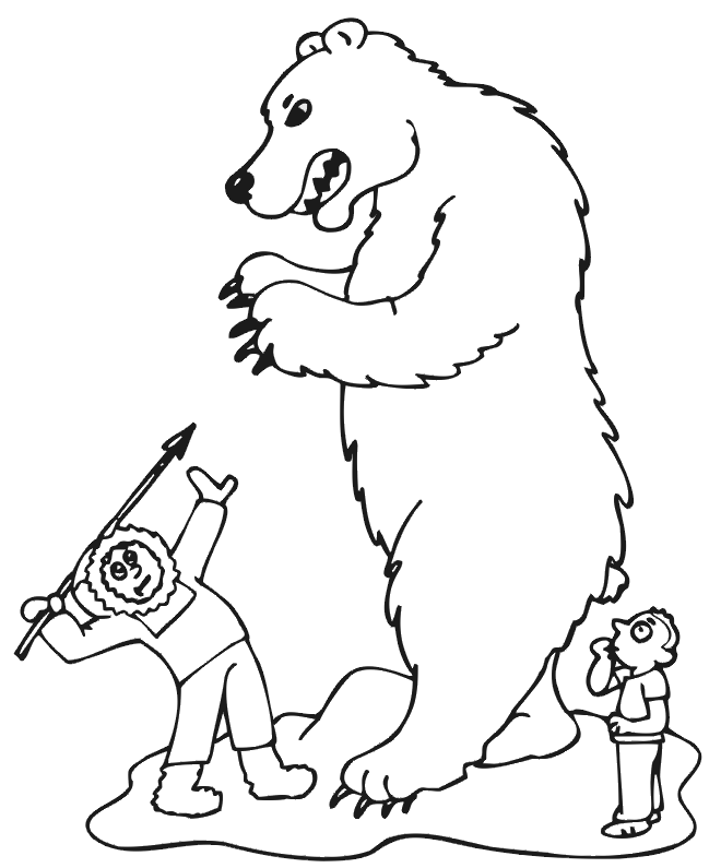 Man on Polar Bear Hunt Coloring Page