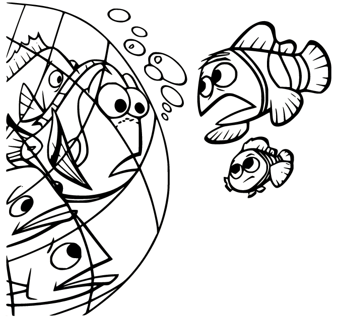 Marlin and Nemo Found Dory Coloring Page