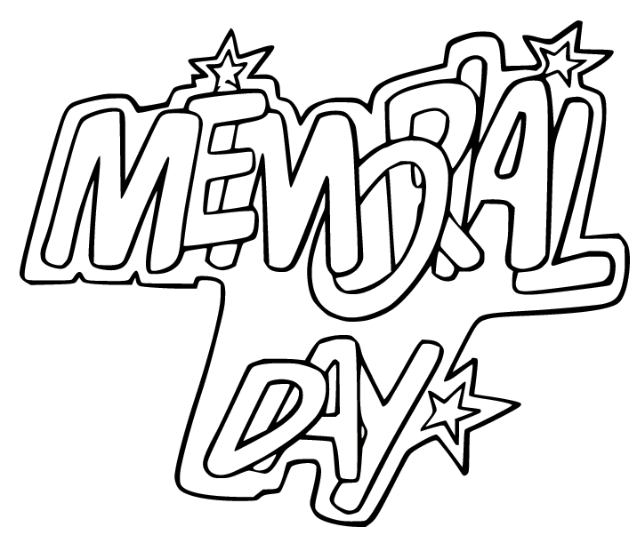 Memorial Day with Stars Coloring Page