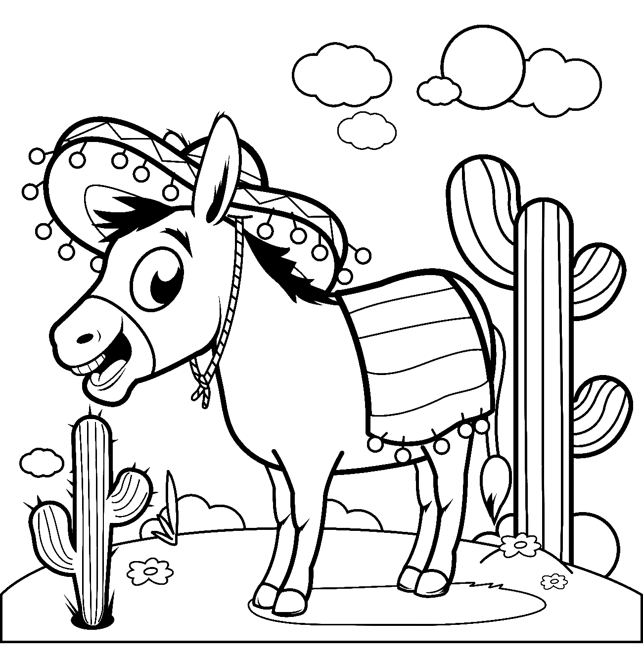 Mexican Donkey Coloring Page