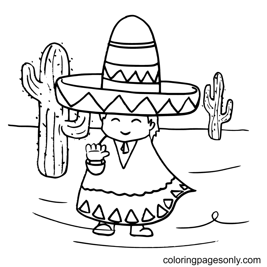 Mexican with Hat Coloring Page