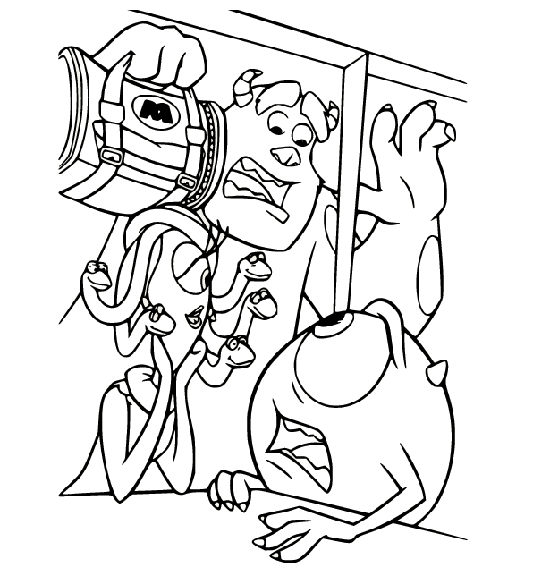 Mike, Sulley And Celia Mae Coloring Page