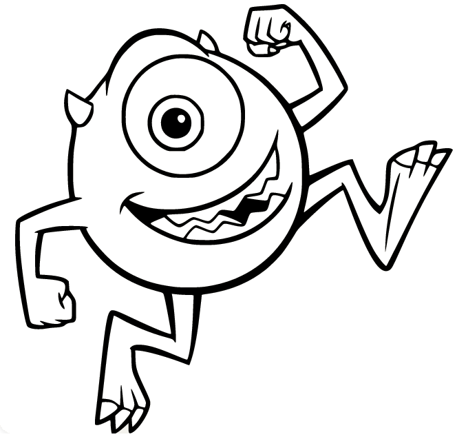 Mike Wazowski Running Coloring Pages