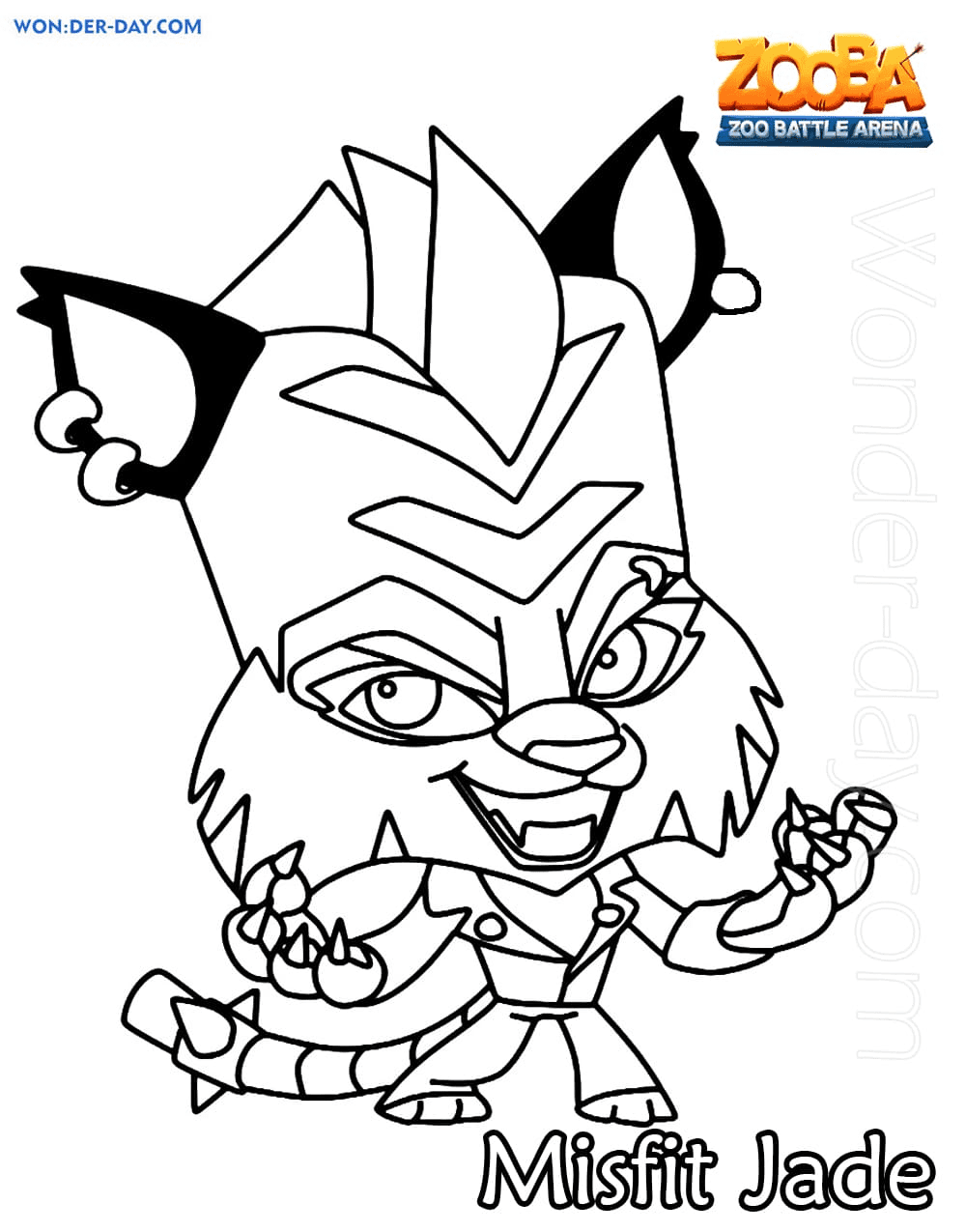 Misfit Jade Zooba Coloring Pages