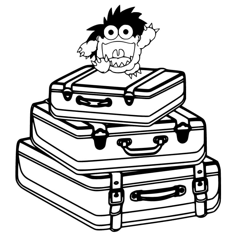 Moe on the Suitcases Coloring Page