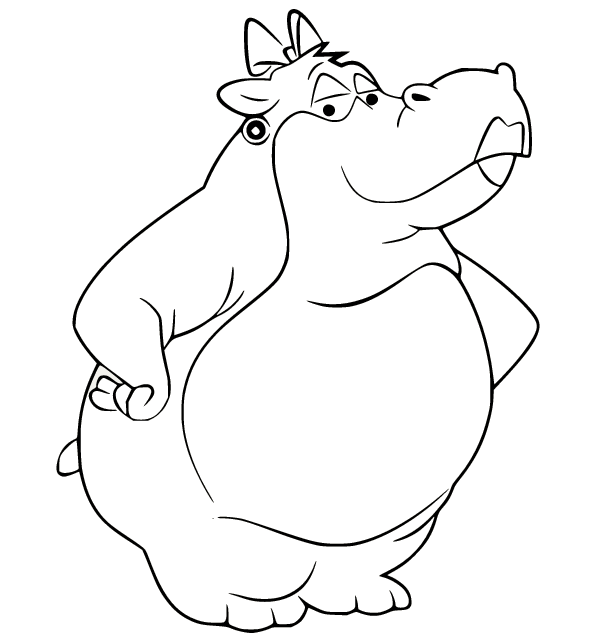 Mrs Hippo is a Bit Angry Coloring Page